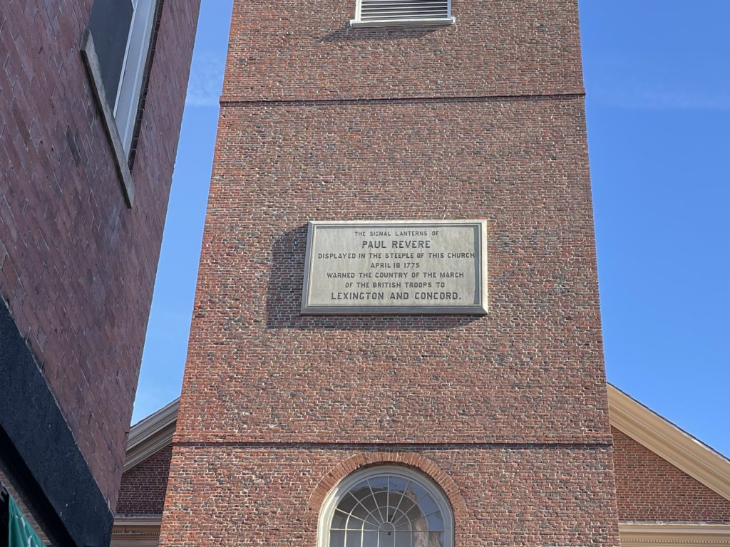 Paul Revere plaque at Old North Church.