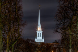 Lantern signals in the steeple of the Old North Church.