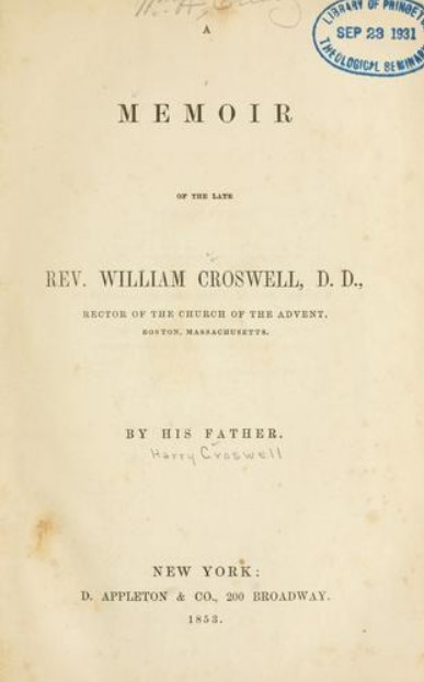 The People in the Pews: The Pulpit – Rev. William Croswell | The Old ...