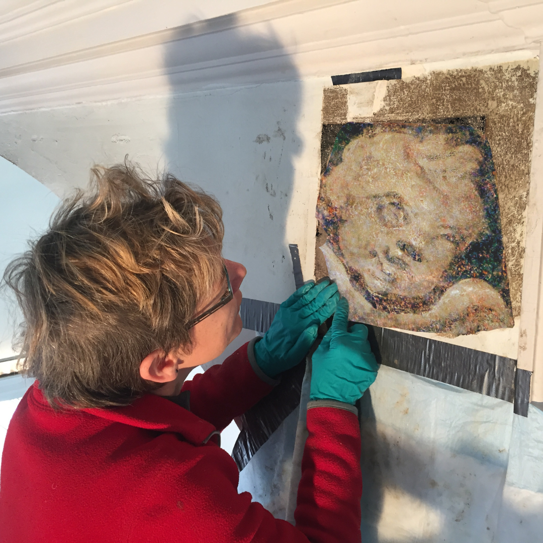 Uncovering angels in Old North Church's sanctuary.