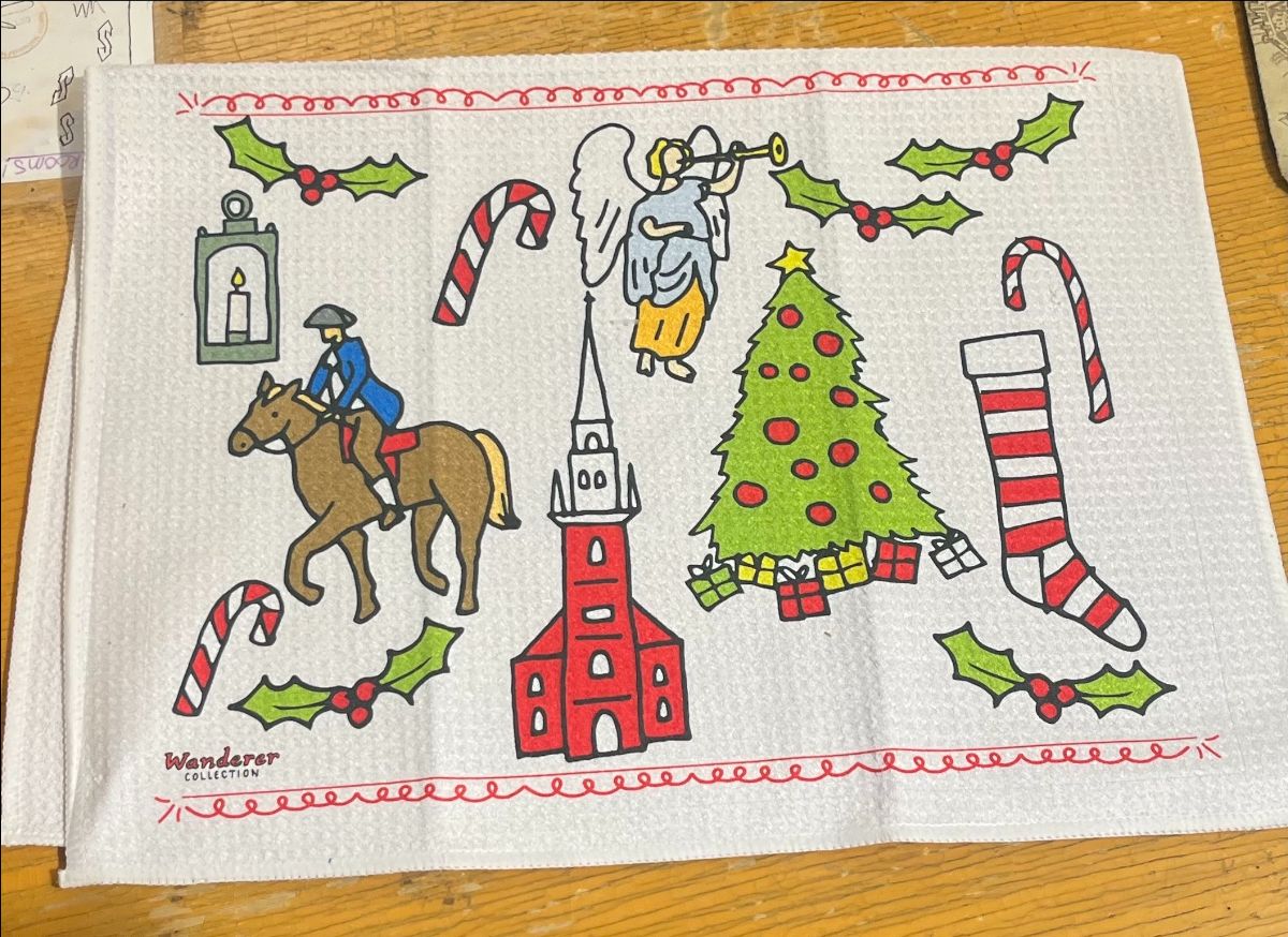 Old North Church Christmas Tea Towel