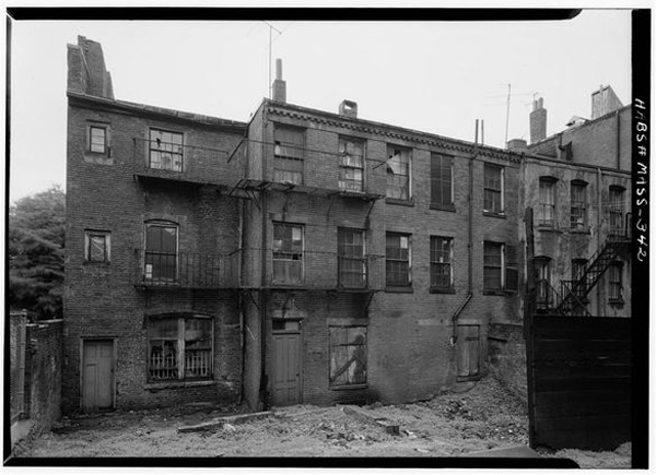 Rear exterior photo of the Clough House in 1960.