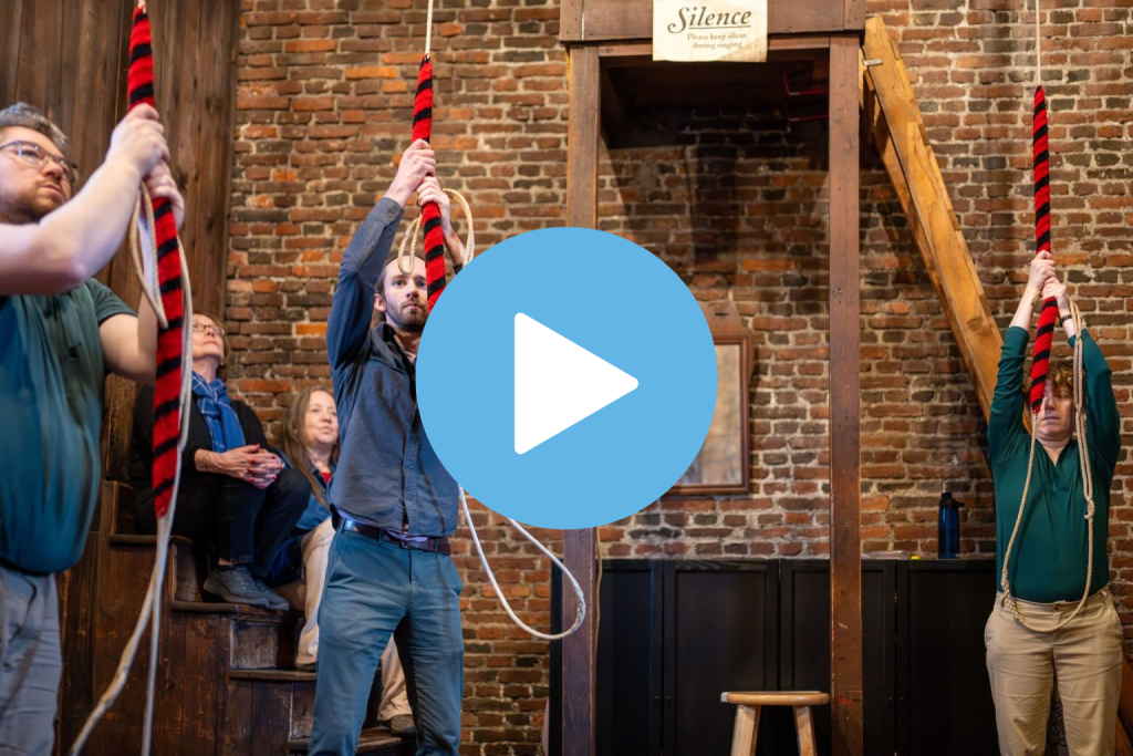 The bells being rung in Old North Church's bell chamber.
