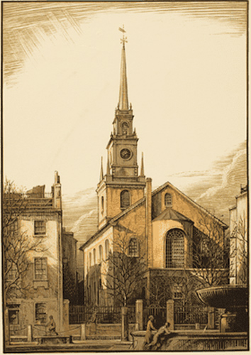 Old North Church etching